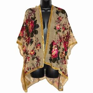 COTTAGE ROSES TOPPER BURNOUT VELVET BOHO ROMANTIC WHIMSIGOTH FAIRY CORE SIZE XL